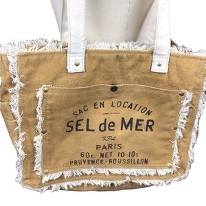 Sel de Mar Canvas Tote Shoulder Bag No Crossbody Strap Fringe Large Boho